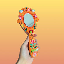 Load image into Gallery viewer, Orange Floral Hand-Held Mirror (One-Off)
