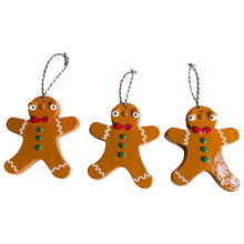 Load image into Gallery viewer, Set of 3 Gingerbread Christmas Decorations (Classic)
