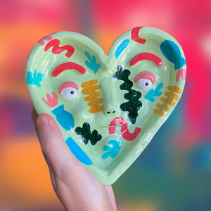 One-Off Green Abstract Heart Dish
