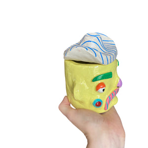 NEW Stripy Colourful Cow Boy Pot