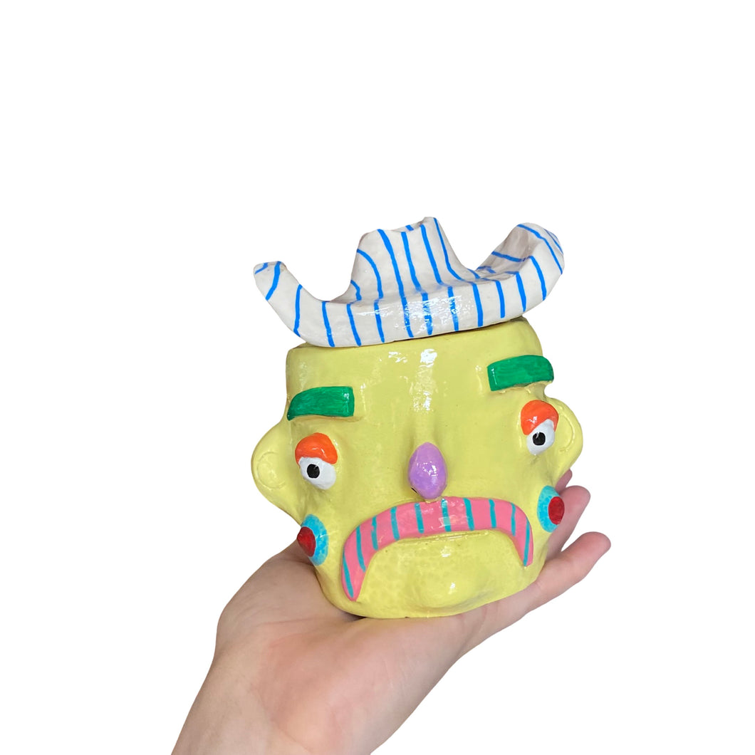 NEW Stripy Colourful Cow Boy Pot