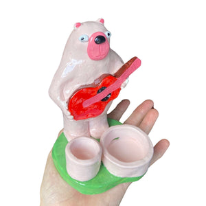 NEW Light Pink Bear Candle Holder / Matchstick Striker
