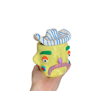 NEW Stripy Colourful Cow Boy Pot