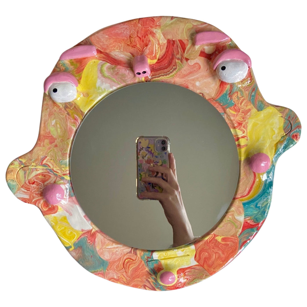 'Marbled' BIG Ponky Wall Mirror (one-off design)