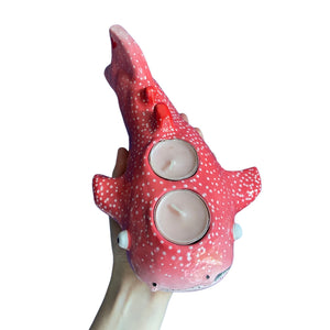 Pink Whale Shark Tealight Candle Holder (One-Off)