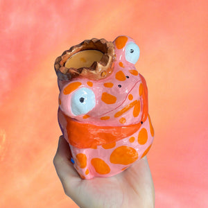 Pink & Orange Frog Tea-Light Holder (One-Off)