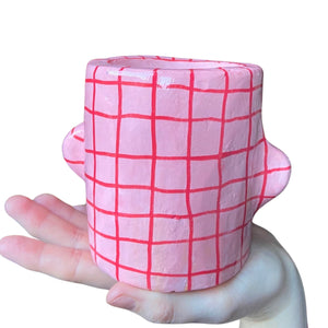 'Pink Gingham' Classic Pot (One-Off)