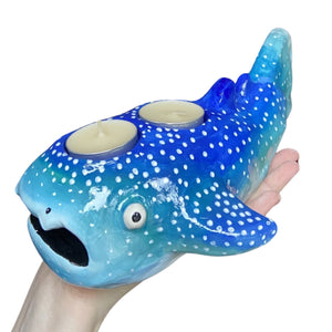 Ocean Blues Whale Shark Tealight Candle Holder (One-Off)