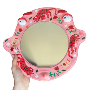 'Pink & Red Tigers' BIG Ponky Wall Mirror (one-off)