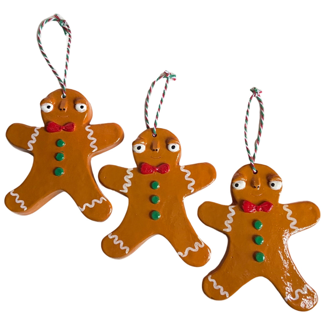 Set of 3 Gingerbread Christmas Decorations (Classic)