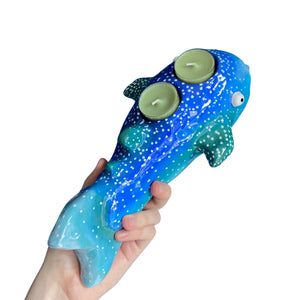 Blue & Green Whale Shark Tealight Candle Holder (One-Off)