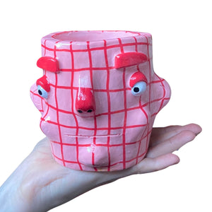 'Pink Gingham' Classic Pot (One-Off)