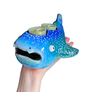 Blue & Green Whale Shark Tealight Candle Holder (One-Off)