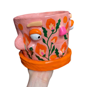 'Flaming Flowers' Large Plant Pot (One-Off)