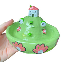 Load image into Gallery viewer, &#39;Pink Retro Flowers&#39; House on the Hill Dish / Incense Holder (One-Off)
