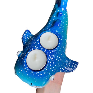 Aqua Blues Whale Shark Tealight Candle Holder (One-Off)