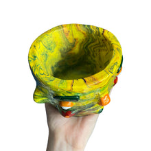 Load image into Gallery viewer, Marbled Yellow &amp; Green Plant Pot
