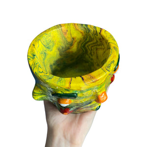 Marbled Yellow & Green Plant Pot