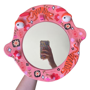 'Pink Tigers' BIG Ponky Wall Mirror (one-off)