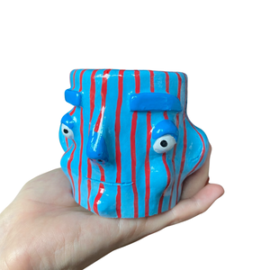 'Simple Stripes in Blue + Red' Lil' Pot
