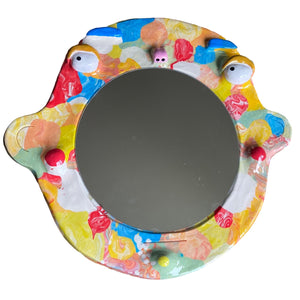 'Multi-colour Splodges' BIG Ponky Wall Mirror (one-off)