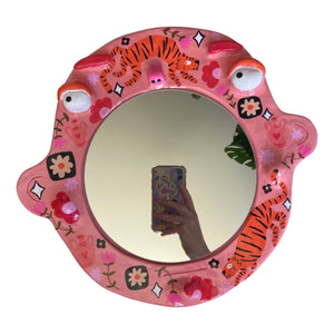 'Pink Tigers' BIG Ponky Wall Mirror (one-off)