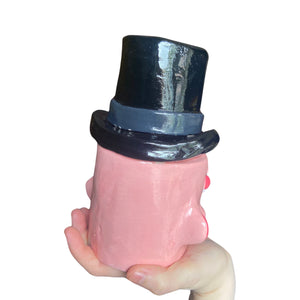 NEW Top Hat Man Pot & Candle Holder with black hat
