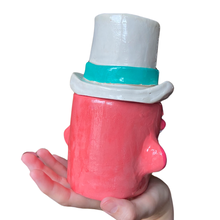 Load image into Gallery viewer, NEW Top Hat Man Pot &amp; Candle Holder in Pink &amp; Teal (One-off)
