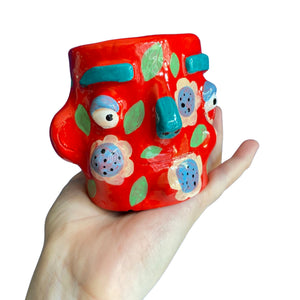 'Blue and Red Flower Power' Lil' Pot