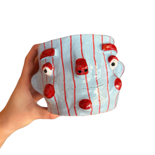 Load image into Gallery viewer, 'Blue &amp; cherry red' Chunky Pot
