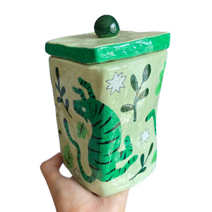 'Green Tigers' Storage Jar (one-off)