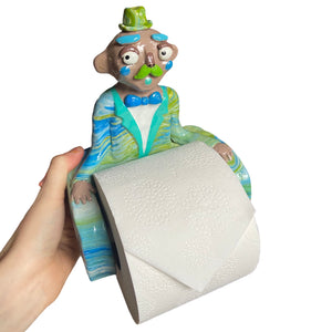 'Marbled Man' The PonkyWot Butler Toilet Roll Holder (one-off)