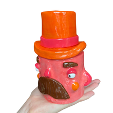 Load image into Gallery viewer, NEW Top Hat Man Pot &amp; Candle Holder in Orange
