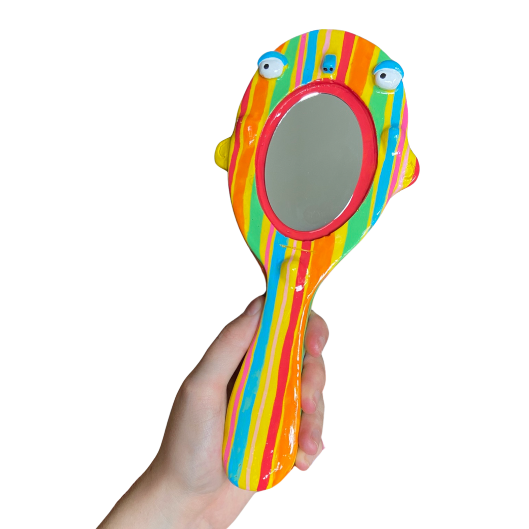 Hand-Held 'Colourful Stiped' Mirror