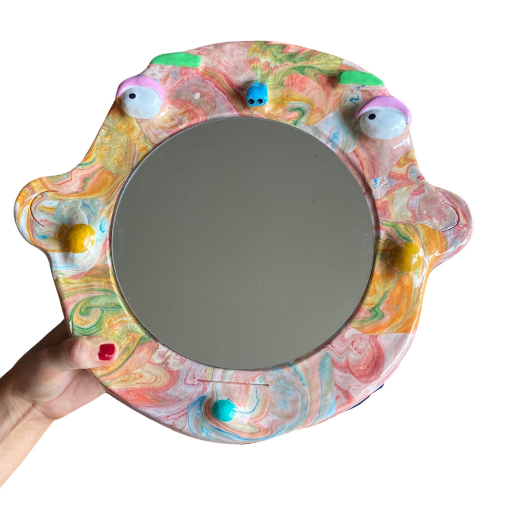 'Colourful Marble' BIG Ponky Wall Mirror (one-off) SALE