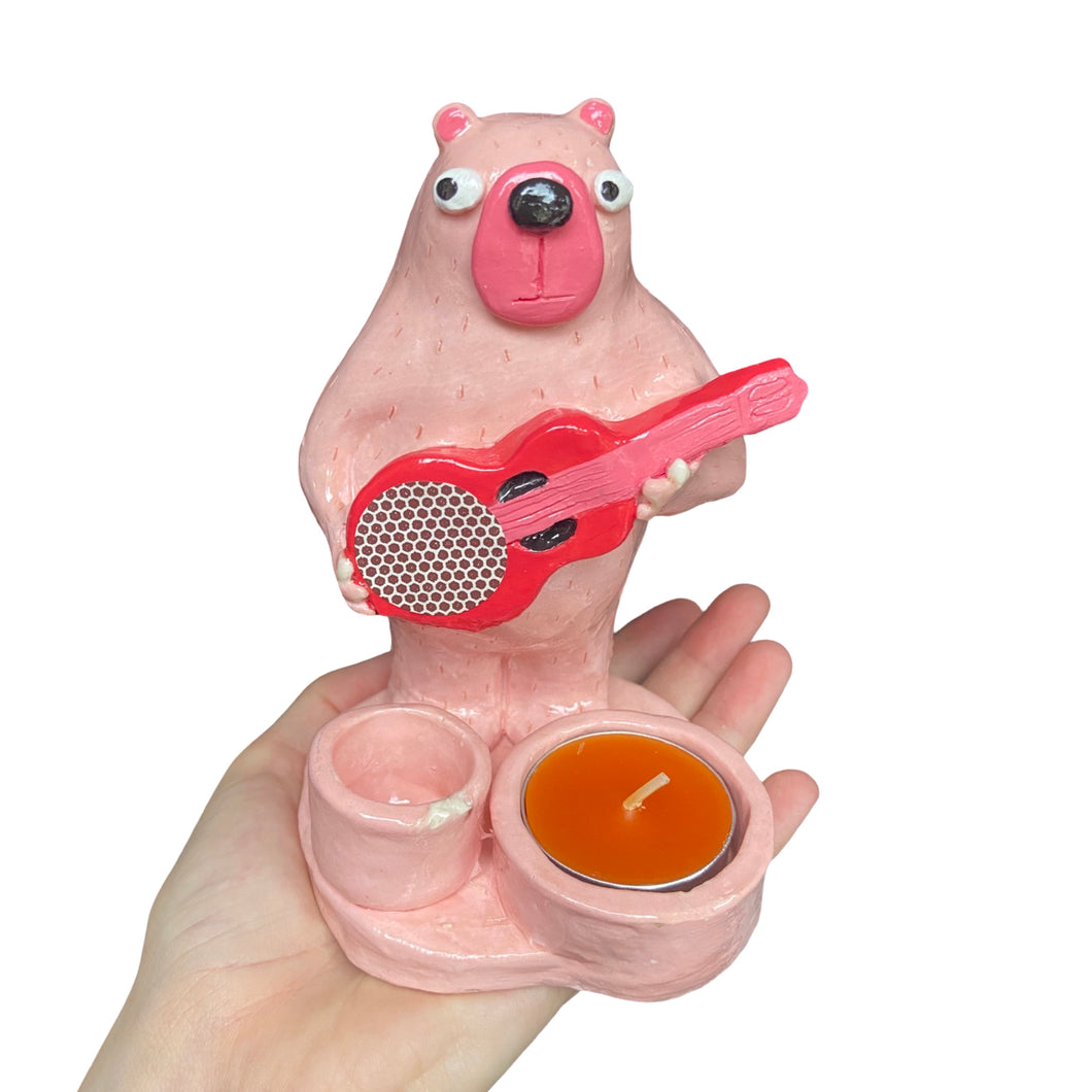 NEW Light Pink Bear Candle Holder