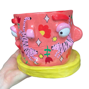 'Pink Tigers' Large Plant Pot (one-off)