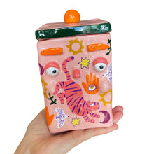 Load image into Gallery viewer, &#39;Pink Boho Tigers&#39; Storage Jar (One-Off)
