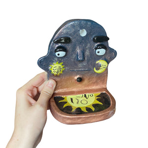 'Celestial sun and moon' Ponky Wall Shelf (one off)