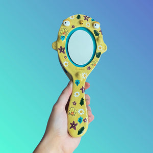 Forest Yellow Floral Hand-Held Mirror (One-Off)