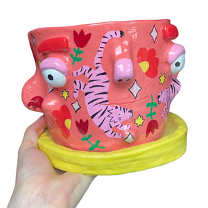 'Pink Tigers' Large Plant Pot (one-off)