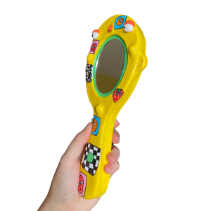 Hand-Held 'Fruity Checkerboard' Mirror