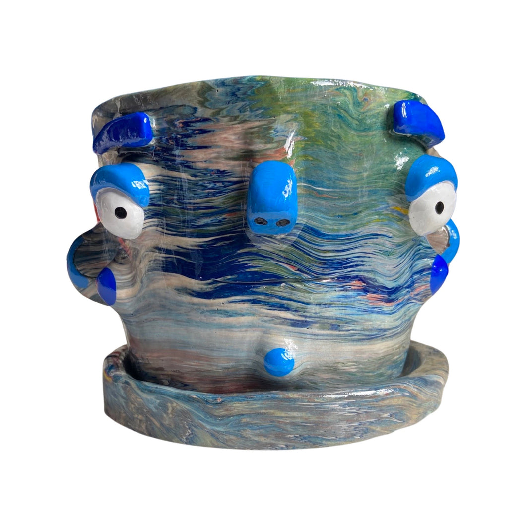 NEW Blue Marble Large Plant Pot (One-Off)