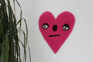 Pink Love Heart Shaped Tufted Wall Hanging