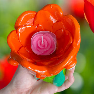 Orange Tulip Tea-light Candle Holder