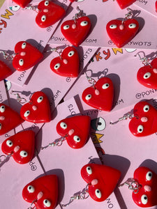 Classic red love heart earrings