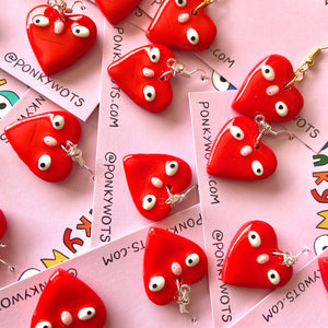 Classic red love heart earrings