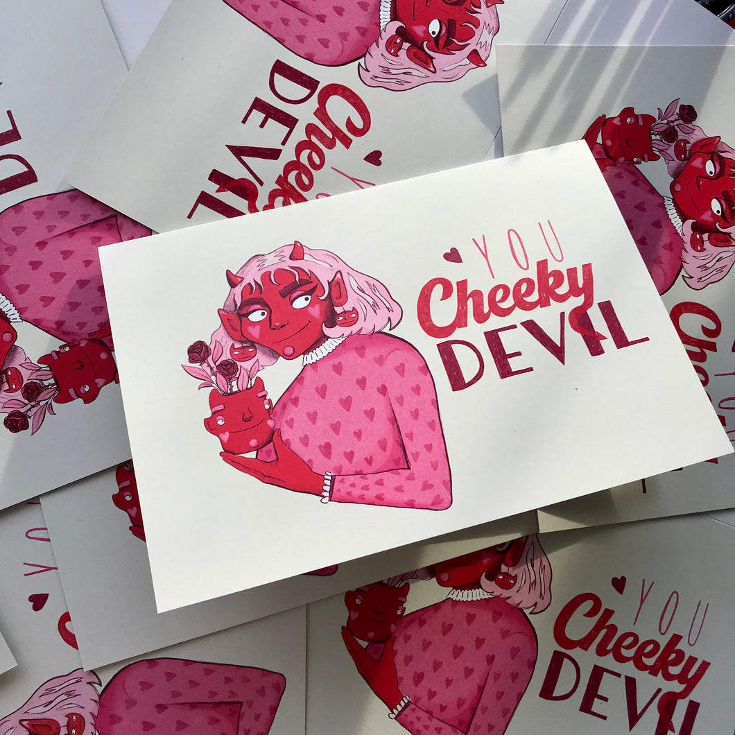 'You Cheeky Devil' Illustrated Card