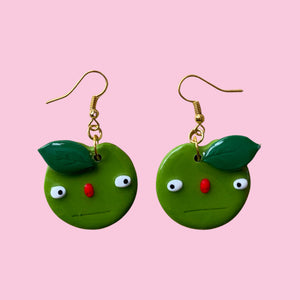 Glossy Green apple earrings