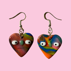 Arty Marbled Hearts Earrings